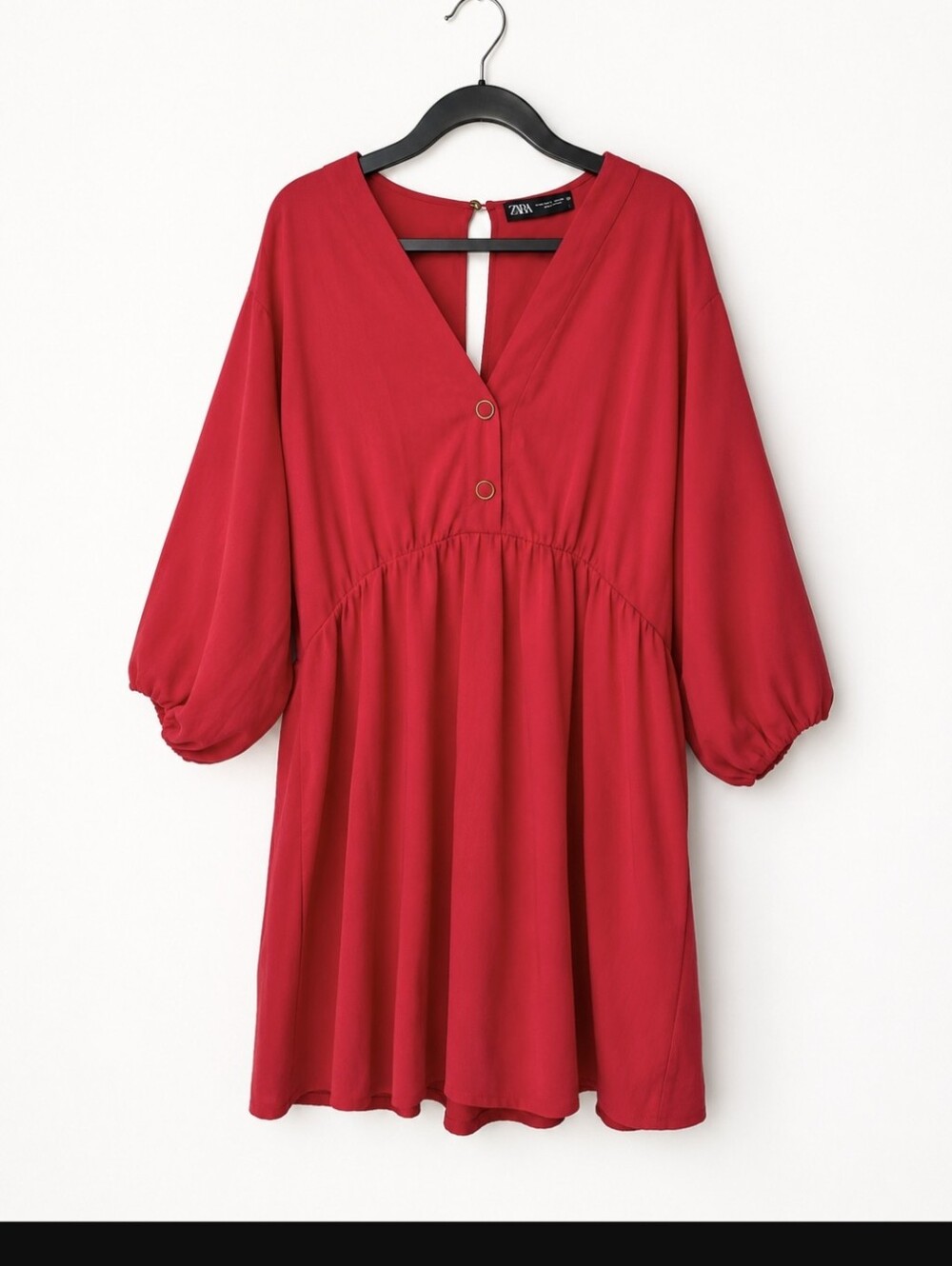 Zara Vibrant Red V-Neck Babydoll Romper